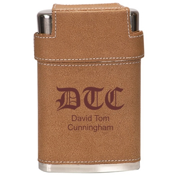 7 oz. Leather Flask Set w/cups - 7 oz. Leather Flask Set w/cups - Image 2 of 3