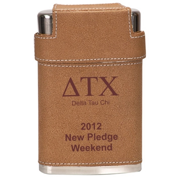 7 oz. Leather Flask Set w/cups - 7 oz. Leather Flask Set w/cups - Image 3 of 3