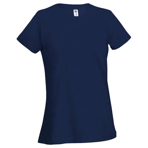 Printed Delta Apparel Ladies 30/1's Soft Spun Tee - Printed Delta Apparel Ladies 30/1's Soft Spun Tee - Image 1 of 33