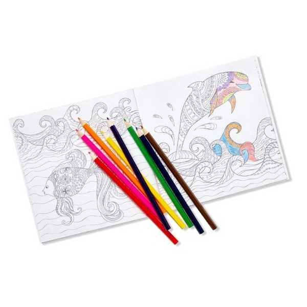 Custom Cover 7" Adult Coloring Book & 8-Color Pencil Set - Custom Cover 7" Adult Coloring Book & 8-Color Pencil Set - Image 3 of 3