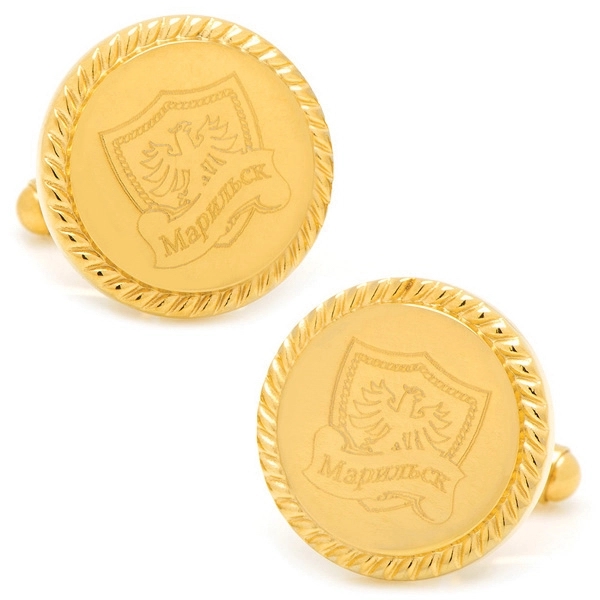 14K Gold Plated Rope Border Engravable Cufflinks - 14K Gold Plated Rope Border Engravable Cufflinks - Image 2 of 6
