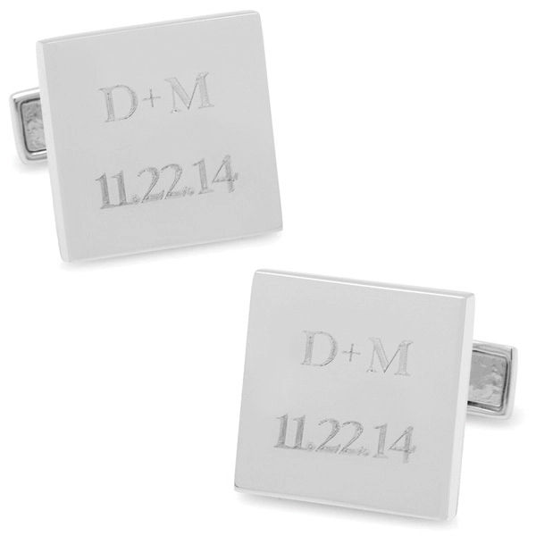 Sterling Silver Infinity Edge Square Engravable Cufflinks - Sterling Silver Infinity Edge Square Engravable Cufflinks - Image 2 of 6