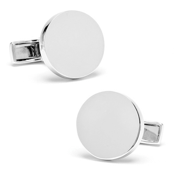 Sterling Silver Infinity Edge Round Cufflinks - Sterling Silver Infinity Edge Round Cufflinks - Image 0 of 5