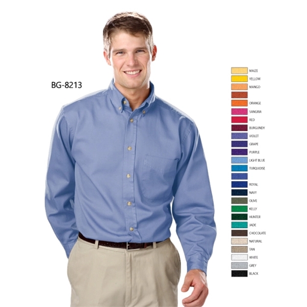 Men's L/S Fine Line Cotton Twill Shirt - Men's L/S Fine Line Cotton Twill Shirt - Image 0 of 25
