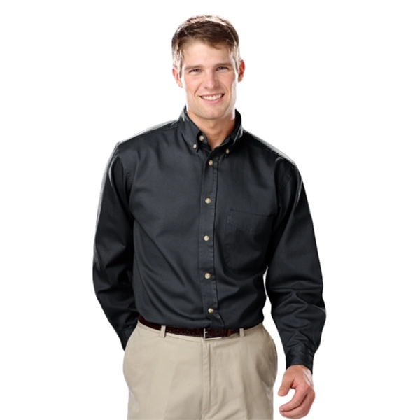 Men's L/S Fine Line Cotton Twill Shirt - Men's L/S Fine Line Cotton Twill Shirt - Image 1 of 25