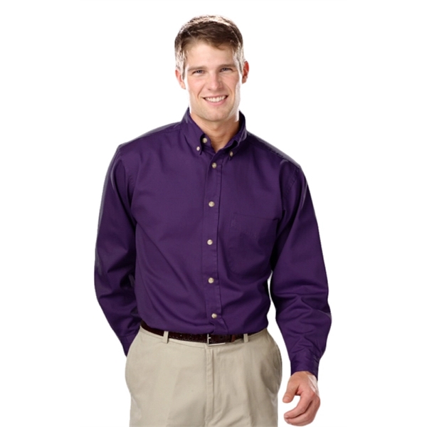 Men's L/S Fine Line Cotton Twill Shirt - Men's L/S Fine Line Cotton Twill Shirt - Image 7 of 25