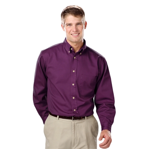 Men's L/S Fine Line Cotton Twill Shirt - Men's L/S Fine Line Cotton Twill Shirt - Image 16 of 25