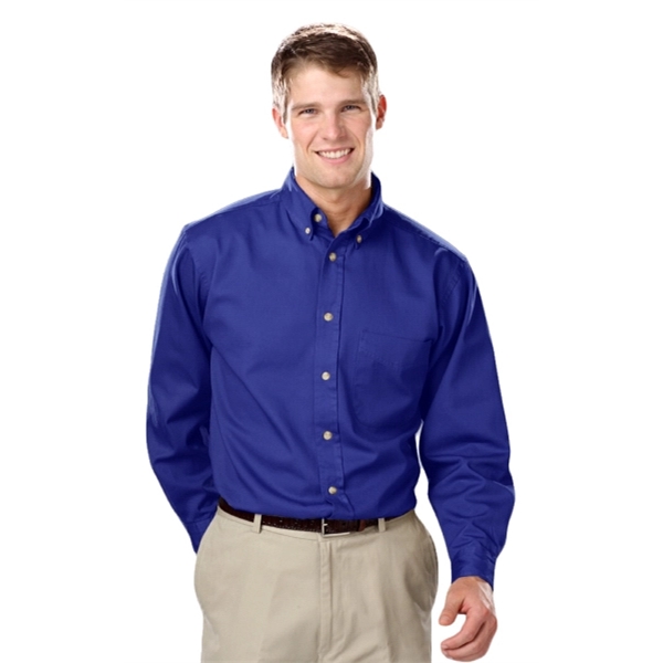 Men's L/S Fine Line Cotton Twill Shirt - Men's L/S Fine Line Cotton Twill Shirt - Image 18 of 25