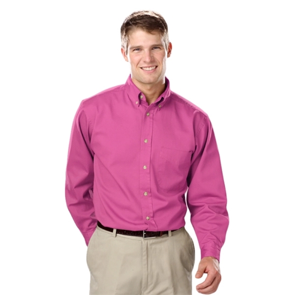 Men's L/S Fine Line Cotton Twill Shirt - Men's L/S Fine Line Cotton Twill Shirt - Image 19 of 25