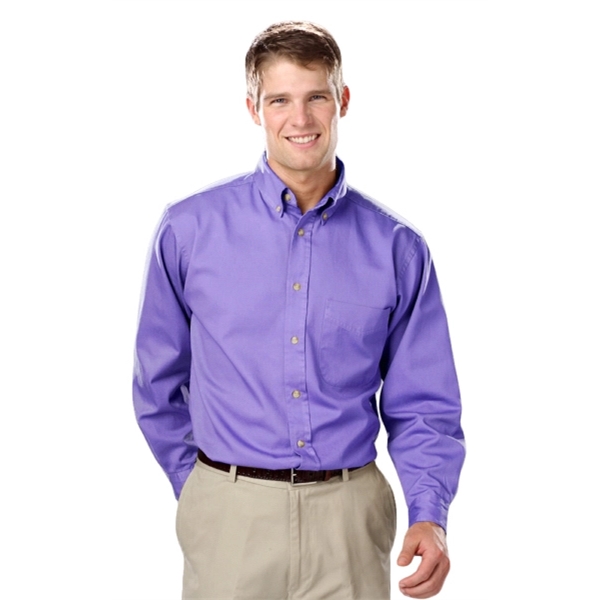 Men's L/S Fine Line Cotton Twill Shirt - Men's L/S Fine Line Cotton Twill Shirt - Image 22 of 25