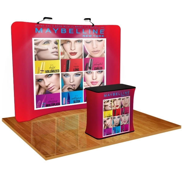 Tension Fabric Display Curved with Podium and Light Kit - Tension Fabric Display Curved with Podium and Light Kit - Image 0 of 5