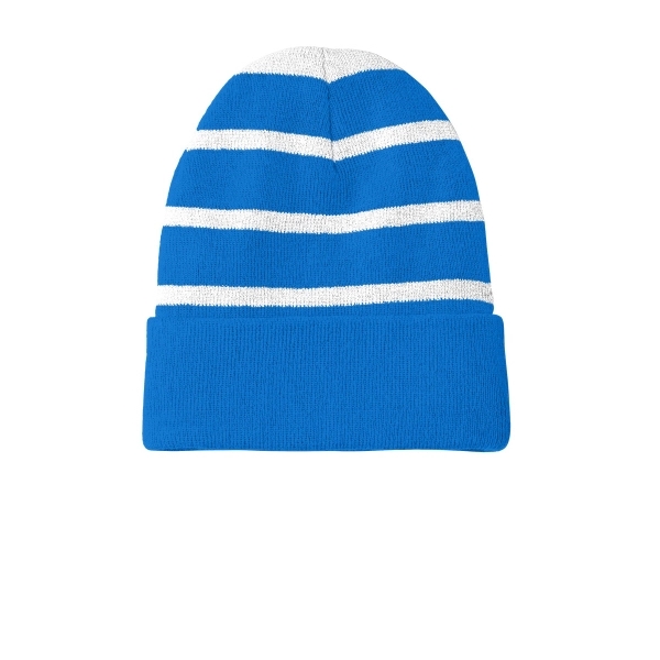 Sport-Tek Striped Beanie with Solid Band. - Sport-Tek Striped Beanie with Solid Band. - Image 9 of 13