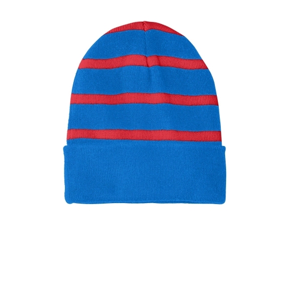 Sport-Tek Striped Beanie with Solid Band. - Sport-Tek Striped Beanie with Solid Band. - Image 11 of 13