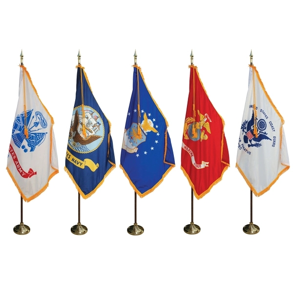 8' Pole & 3' x 5' Flag - Military Indoor Presentation Set - 8' Pole & 3' x 5' Flag - Military Indoor Presentation Set - Image 0 of 1