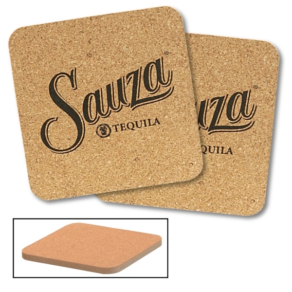 Square Cork And Fiberboard Round Beverage Coaster - Square Cork And Fiberboard Round Beverage Coaster - Image 0 of 1