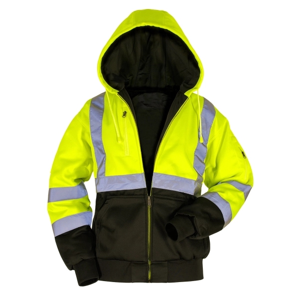 ANSI Class 3 Hooded Soft Shell Jacket with Black Bottom - ANSI Class 3 Hooded Soft Shell Jacket with Black Bottom - Image 0 of 1