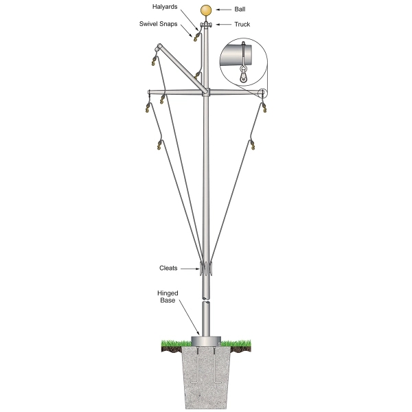 40' Nautical Flagpole w/ Yardarm & Gaff - 40' Nautical Flagpole w/ Yardarm & Gaff - Image 0 of 0