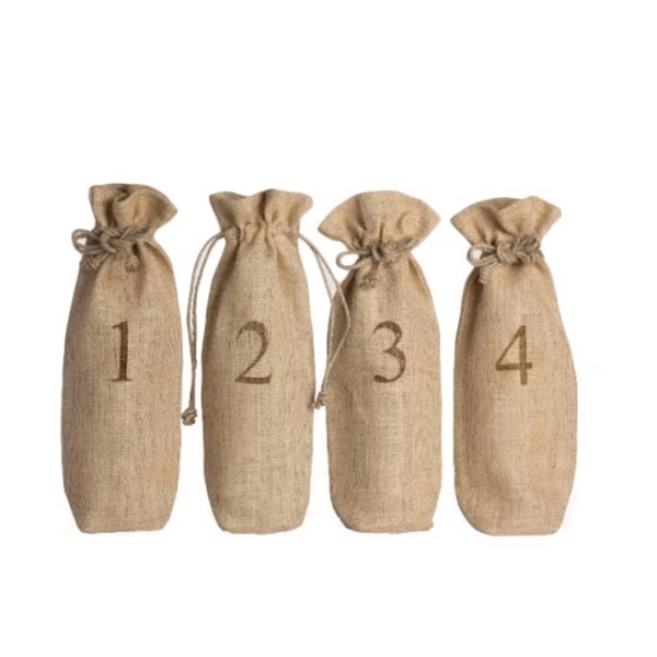 Jute Blind Wine Tasting Sacks- Set of 4 (with numbers) - Jute Blind Wine Tasting Sacks- Set of 4 (with numbers) - Image 0 of 1