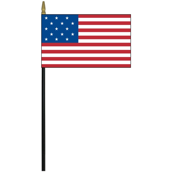 Star Spangled 4" x 6" Staff Mounted Nylon Stick Flag - Star Spangled 4" x 6" Staff Mounted Nylon Stick Flag - Image 0 of 0