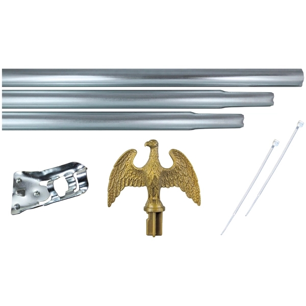 Silver Promotional Home Set with 2' x 3' Printed US Flag - Silver Promotional Home Set with 2' x 3' Printed US Flag - Image 1 of 1