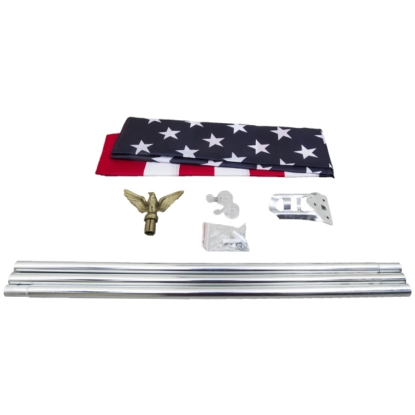Silver Promotional Home Set with 3' x 5' Cotton US Flag - Silver Promotional Home Set with 3' x 5' Cotton US Flag - Image 1 of 1