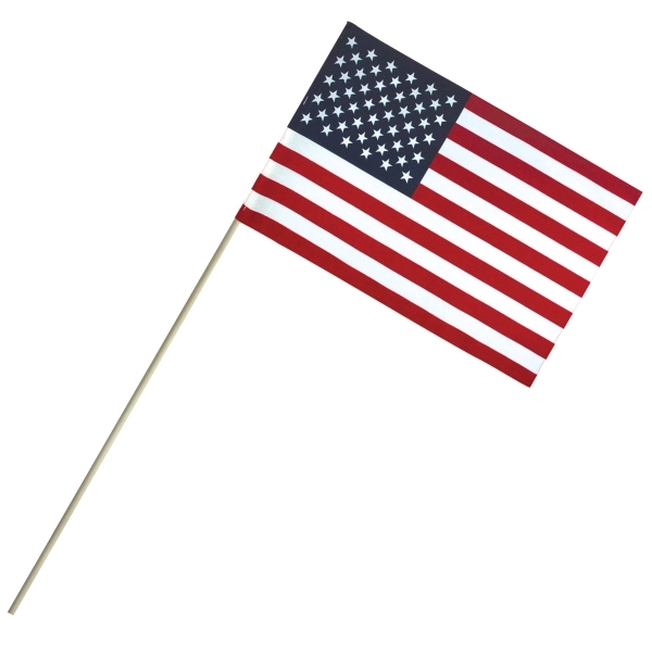 8'' X 12" Economy Cotton U.S. Stick Flag On 24" Dowel - 8'' X 12" Economy Cotton U.S. Stick Flag On 24" Dowel - Image 0 of 0