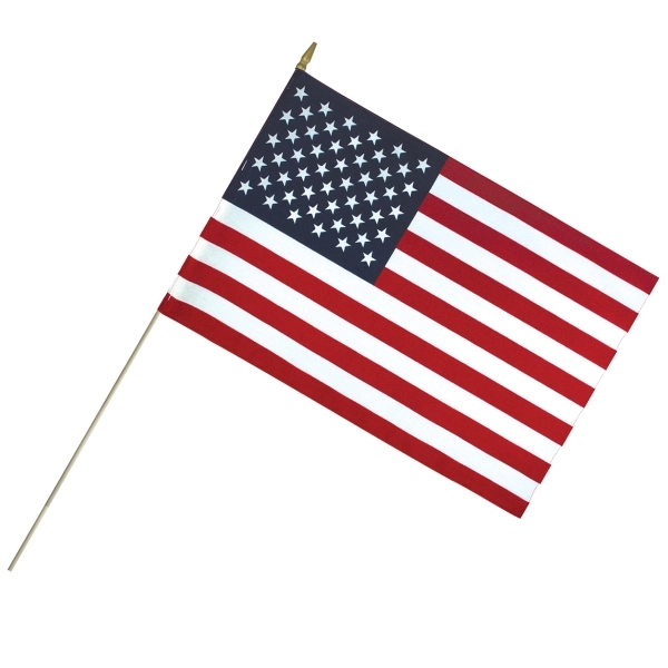 24"x36" LTWeight Cotton US Stick Flag w/Spear Top & 50"Dowel