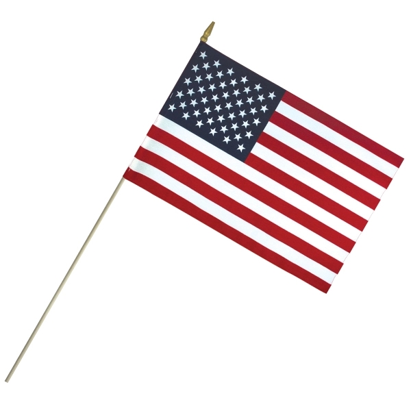 12"x18" LTWeight Cotton US Stick Flag w/Spear Top & 30"Dowel - 12"x18" LTWeight Cotton US Stick Flag w/Spear Top & 30"Dowel - Image 0 of 0