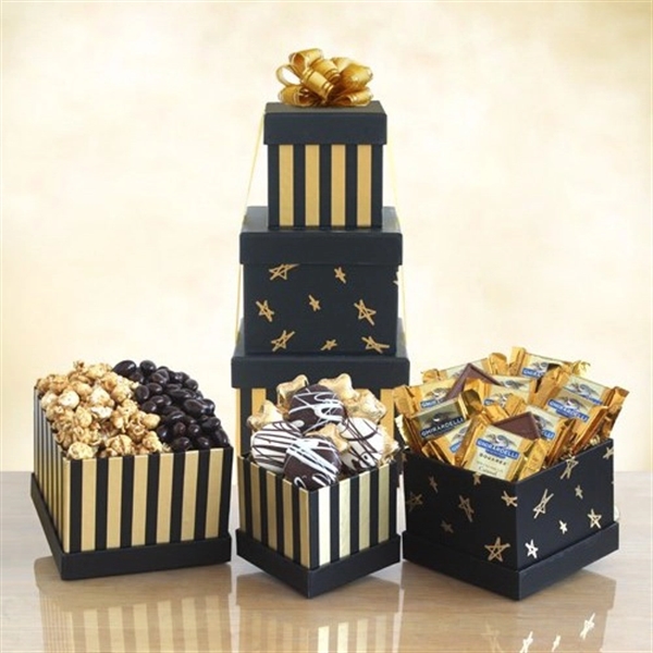 Black & Gold Elegance Chocolate Tower