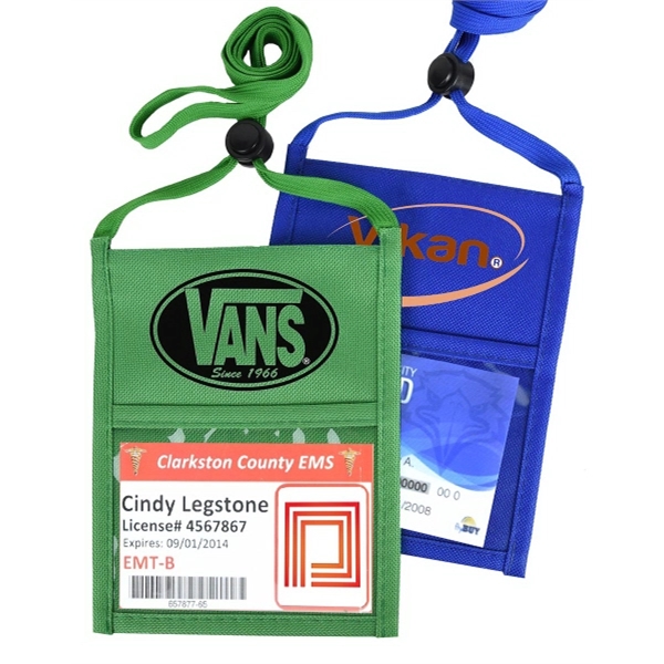 Polyester Event Neck wallet w/ 3/8" Lanyard - Polyester Event Neck wallet w/ 3/8" Lanyard - Image 0 of 11