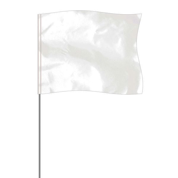 White 4" x 5" Marker Flag on a 21" Wire - White 4" x 5" Marker Flag on a 21" Wire - Image 0 of 1