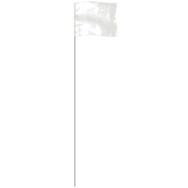 White 4" x 5" Marker Flag on a 21" Wire - White 4" x 5" Marker Flag on a 21" Wire - Image 1 of 1