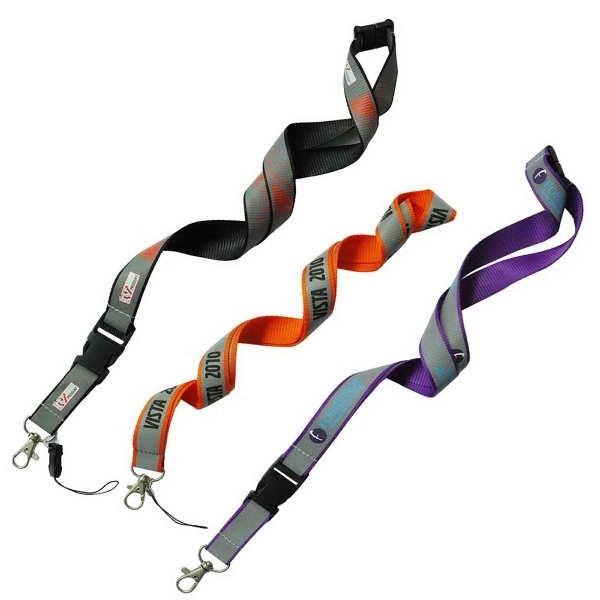 Custom Reflective Lanyard - 4/5"W - 36"L with Metal Lobster Clip