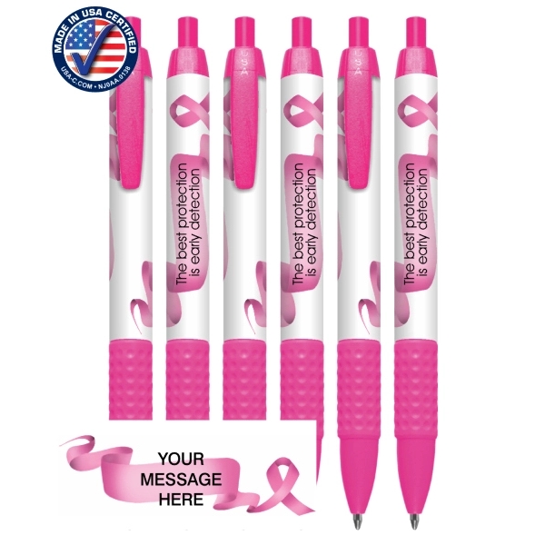 Union Printed, Certified USA Made "Breast Cancer" Click Grip - Union Printed, Certified USA Made "Breast Cancer" Click Grip - Image 1 of 1