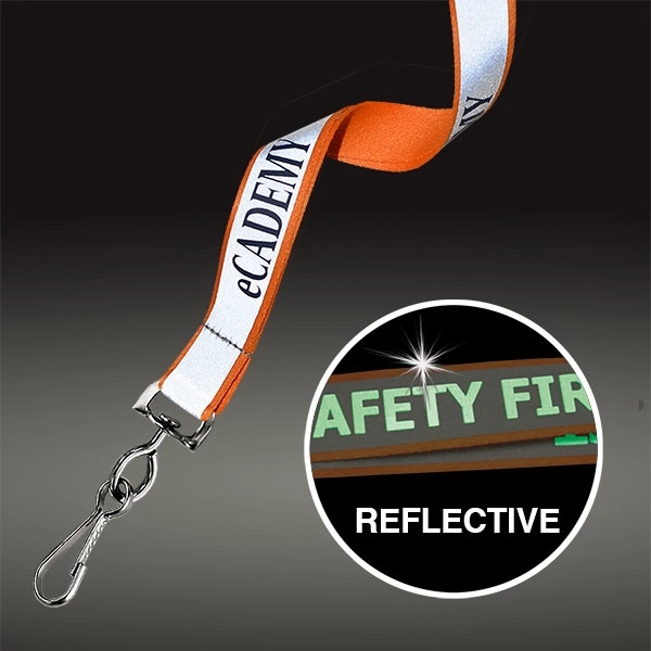 3/4" Safety Reflective Custom Silkscreen Lanyards - 3/4" Safety Reflective Custom Silkscreen Lanyards - Image 1 of 5