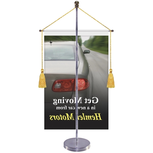 11-19.7" Metal Telescopic Flagpole w/ One Banner - 11-19.7" Metal Telescopic Flagpole w/ One Banner - Image 1 of 2