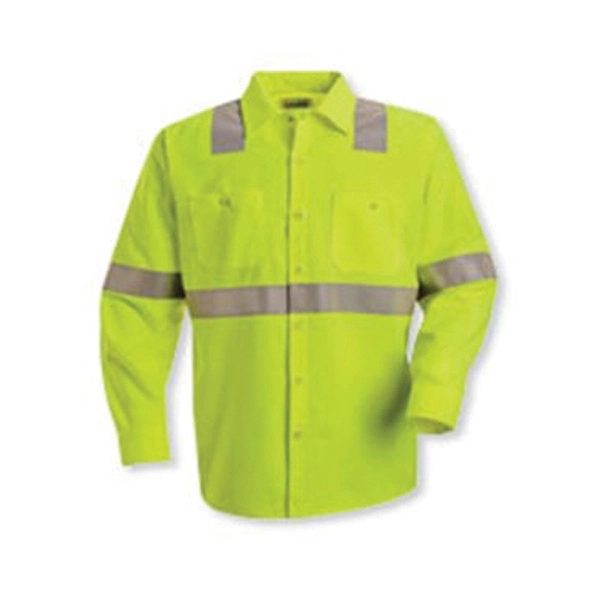 Red Kap High Visibility Safety Long Sleeve Work Shirt - Red Kap High Visibility Safety Long Sleeve Work Shirt - Image 0 of 9