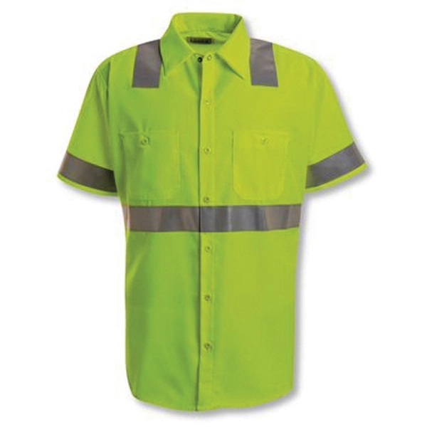 Red Kap High Visibility Safety Short Sleeve Work Shirt - Red Kap High Visibility Safety Short Sleeve Work Shirt - Image 0 of 9