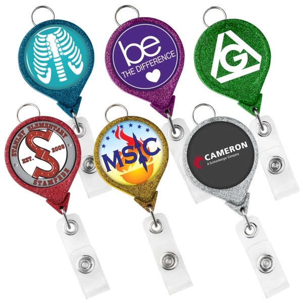 Custom JUMBO Round Glitter Badge Reel