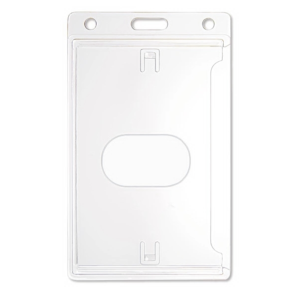 Vertical 1-Card Economy Frosted Rigid Plastic Badge Holders - Vertical 1-Card Economy Frosted Rigid Plastic Badge Holders - Image 1 of 2