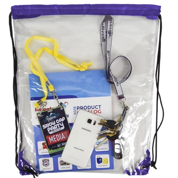 Clear Backpack - See Through Drawstring Bag - Clear Backpack - See Through Drawstring Bag - Image 5 of 16