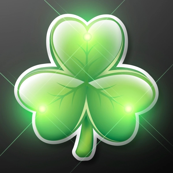 Irish Shamrock Blinky LED Lapel Pins - Irish Shamrock Blinky LED Lapel Pins - Image 1 of 2