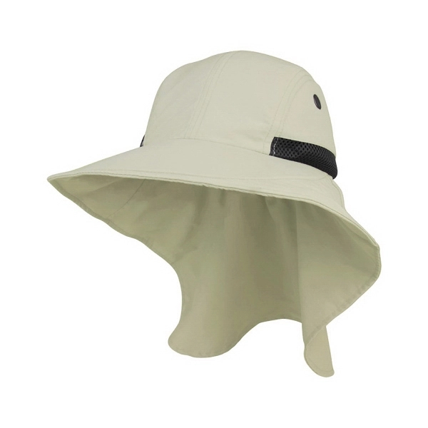 Nylon Wide Brim Flap Cap - Nylon Wide Brim Flap Cap - Image 2 of 2