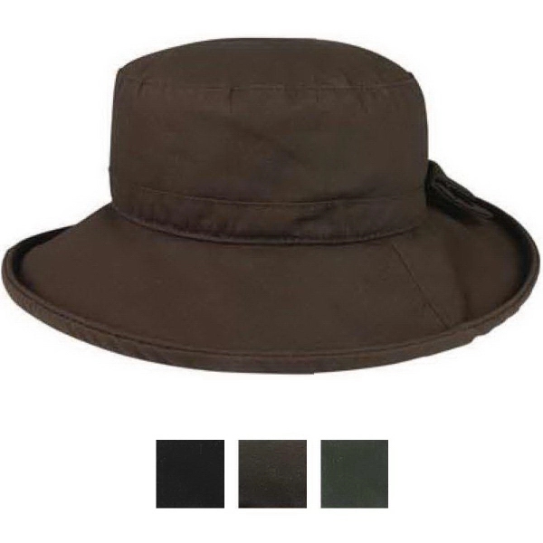 Waxed Cotton Canvas Ladies Wide Brim Bucket Hat - Waxed Cotton Canvas Ladies Wide Brim Bucket Hat - Image 0 of 2