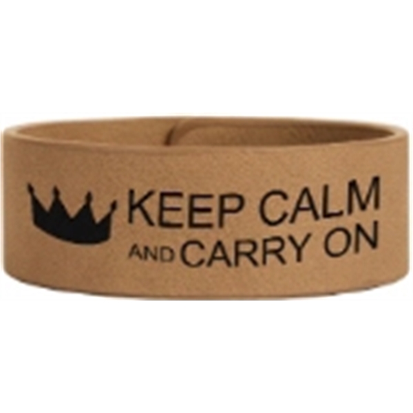 9.5" x 1" Light Brown Leatherette Cuff Bracelet - 9.5" x 1" Light Brown Leatherette Cuff Bracelet - Image 2 of 3