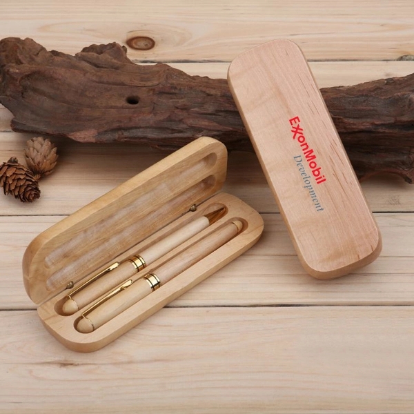 Luxury Wooden Pen Set - 2 In Case - Luxury Wooden Pen Set - 2 In Case - Image 0 of 1