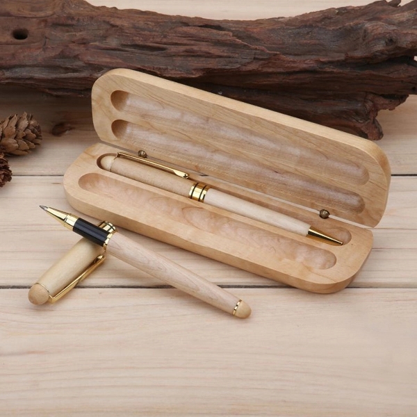 Luxury Wooden Pen Set - 2 In Case - Luxury Wooden Pen Set - 2 In Case - Image 1 of 1