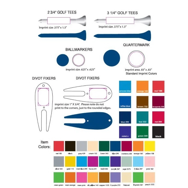 Combo Pack with Ball Marker/Divot Tool & 6 Long 2.75" Tees - Combo Pack with Ball Marker/Divot Tool & 6 Long 2.75" Tees - Image 3 of 4