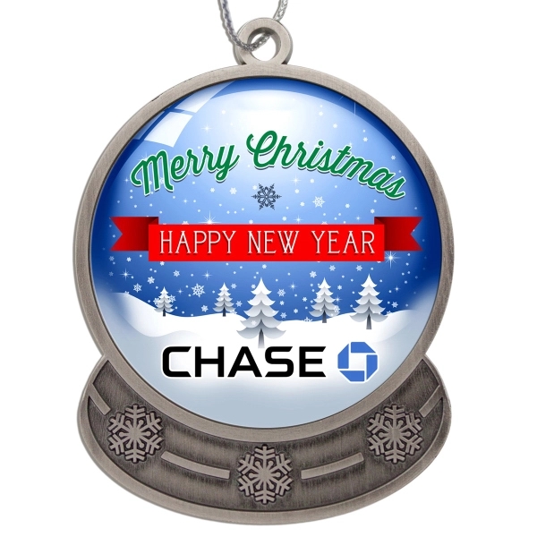 Custom Die Cast Holiday Ornament - Snow Globe