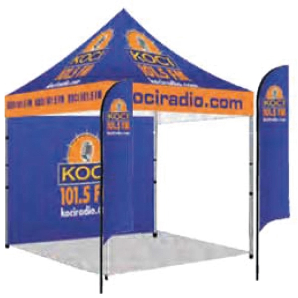 10x10 Tent, (2)8' Flags one side & 10'Back Wall Single Sided - 10x10 Tent, (2)8' Flags one side & 10'Back Wall Single Sided - Image 1 of 1